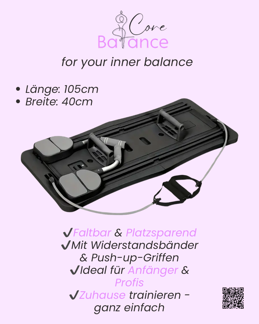 CoreBalance - 8-in-1 Pilates & Push-Up Board für Zuhause